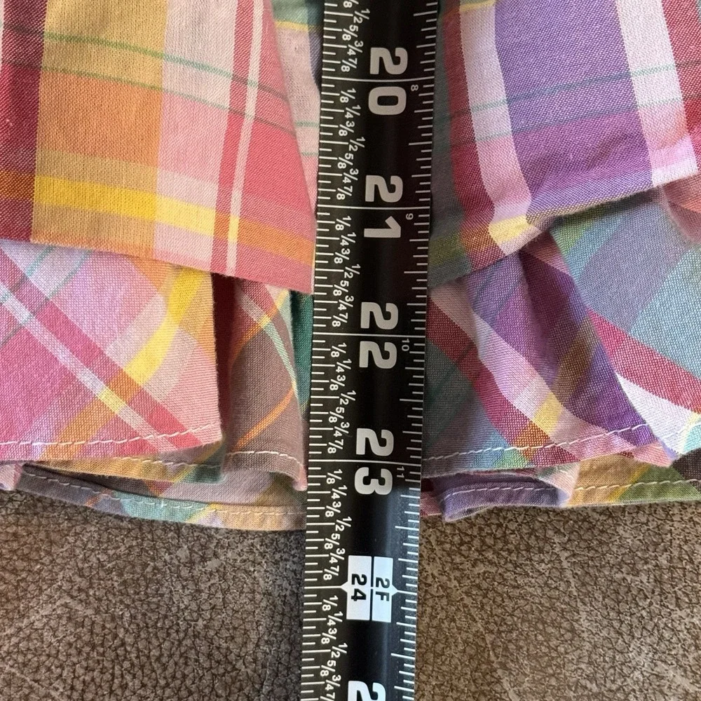 Ralph Lauren Girls Madras Plaid Party Dress Tiered Ruffle Cotton Sz 5